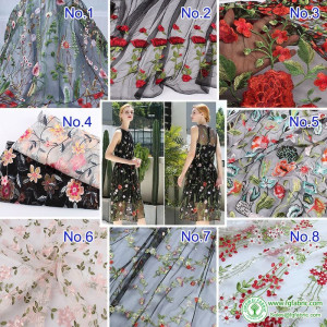 Fashion Flower Embroidered Net Yarn Fabric African Wedding Tulle Floral Lace Fabric Diy Craft Patchwork By Yard