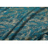 Teal Blue Peacock Feather Jacquard Fabric Gold Thread Brocade 145cm Wide - Sold By The Meter