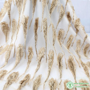 Translucent Tulle Mesh Fabric Feathers Appliqued For Evening Dresses Wedding Party Dance