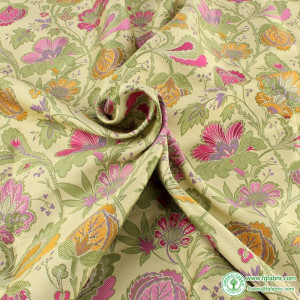 Blooming Flower Polyester Brocade Fabric floral Jacquard Garments Thick Clothes Curtain Upholstery Fabric by yard