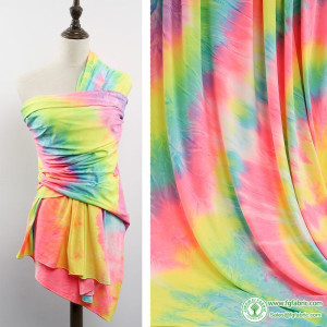 Rainbow Tie Dye Spandex Stretch Lycra Fabric Knit for Dancer Swimwear Sold By The Yard