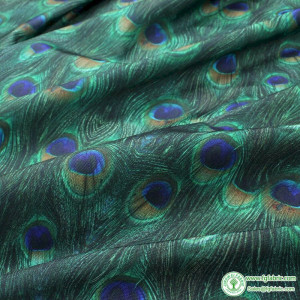 Digital Print Peacock green Knit Spandex Fabric Elastic Material Swimsuit textile 155cm wide by Yard