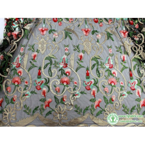 Luxury court style Floral Embroidered Fabric Bridal Wedding Dress Gowns Making DIY sewing by Yard