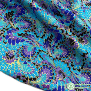 Japanese Style Bronzing Peacock Feathers Printed Cotton Fabric Patchwork Sewing Material Diy Clothing 140cm wide