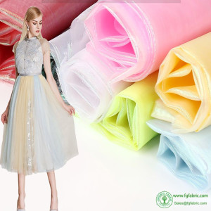 Princess Dress Mesh Fabric Symphony Bright Glass Yarn Colorful Fluorescent for Sewing Wedding Dresses Per Meters