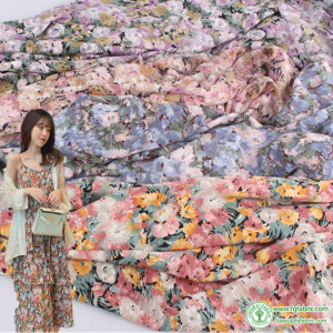 Korean Silk Oil Painting Vintage Fabric Not Transparent for Quilting Summer Clothes Fabrics For Sewing Dresses Per Meters