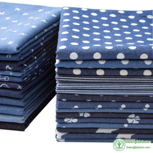 Summer Thin and Soft Cotton Printed Denim Fabric Clover Star Polka dots Stripe for Sewing Clothes Pants by the half Meter