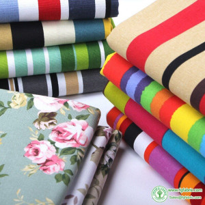 Thick Cotton Stripe Flowers Floral Printed Canvas Fabric for Tablecloths Sofa Shoes Curtain Home Decor By the Half Meter