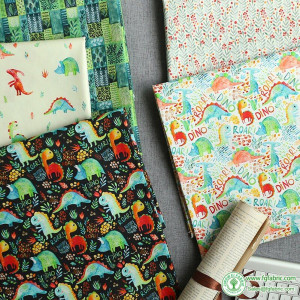 Child Cotton Digital Printed Dinosaur Fabric for Quilting Baby Clothes Bedding Home Textile Per Half Meter