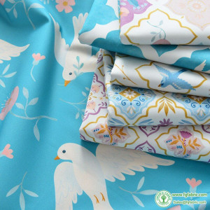 Cotton Pigeon Fabric 8A Canvas Bird Lattice Printed for Handbags DIY Handmade per Half Meter