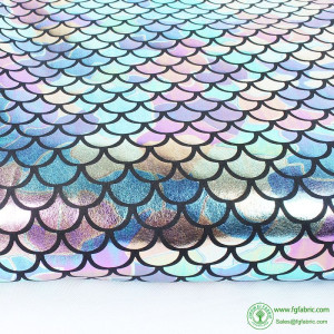 Iridescent Sparkly Scale Mermaid Fabric Hologram Spandex 2 Way Stretchy fabric for skirt tail swimwear - 60