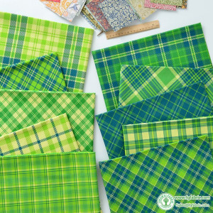 Green Plaid Fabric Pure Cotton INS Lattice Geometry Digital Printing for Sewing Patchwork by Half Meter