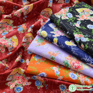 Fabric Pure Cotton Plant Flower Fan Digital Printing Patchwork for DIY Handmade by Half Meter