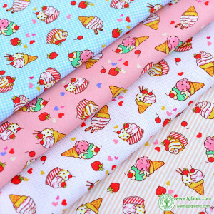 Ice Cream Baby Cartoon Digital Printed Cotton Muslin Fabric for Quilting Clothes Sewing Patchwork Per Half Meter