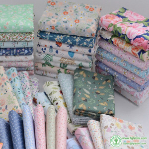 Floral  Fabric Cotton Flowers Leaf Printed Twill Fabrics For Sewing Baby Clothes Bedding DIY Toys Handmade Per Half Meter