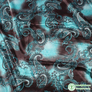 Vintage Polyester Charmeuse Satin Fabric Elegant Paisley Floral Print For Scarfs Dresses Sold By Yard