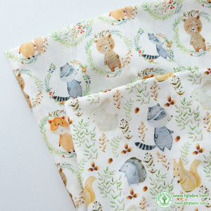 60S Cartoon Animals Cotton Digital Printing Fabric Soft Breathable For Tops  Dresses Shirts Per Meters