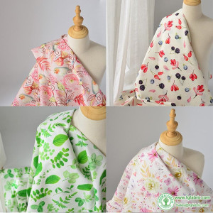 Soft Thin Country Style Flowers Fabric Muslin Digital Printing for Sewing Clothes Dresses Shirt Overalls Per Half Meter