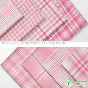 Pink Plaid Fabric Pure Cotton Digital Printing for Sewing Children Clothes Dress Patchwork per Half Meter