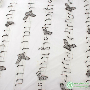 Net lace embroidered butterfly music note tulle gauze fabric for dress making 145cm by yard