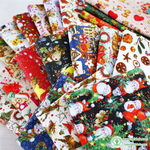 Christmas Decoration Fabric Printing Cartoon Santa Claus Elk Sleigh DIY Handmade Xmas Cloth By Half Meter