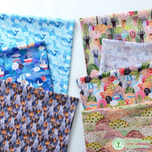 Pure Cotton Fabric Printed Whale Ocean Forest Breathable Soft Skin-friendly for Sewing Clothes By the Meter