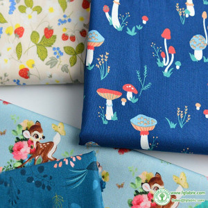 Country Style Deer Fox Animal Muslin Digital Ink Jet Printing Cotton Fabric for Quilting Bag Clothes DIY