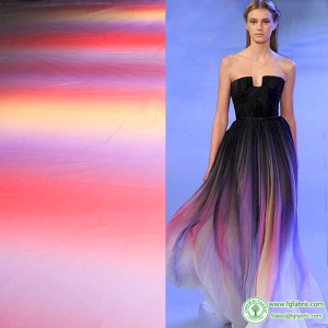 imitated silk fabric changing shade 100d chiffon fabric sheer Gradual color gowns dress material 150cm wide by yard