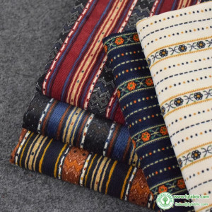 Striped Printing Corduroy Fabric New Ethnic Style for Sewing Pants Skirt Jacket Shoe Upper by Half Meter