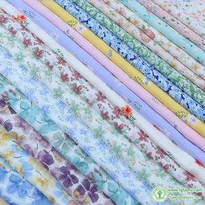 Chiffon Fabric Floral Plant Printed Opaque for Sewing Summer Dresses DIY Handmade per Meters