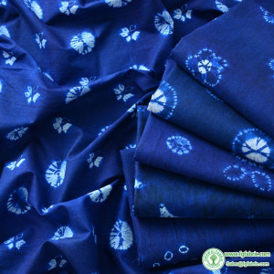 Cotton Fabric Blue Dyed Imitation Tie Dye Ethnic Style DIY Handmade by Half Meter