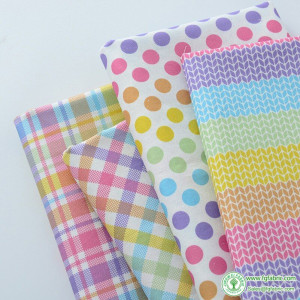 Multicolor Plaid Polka Dot Cotton Digital Printing Fabric For Quilting Children Clothes DIY Handmade By Half Meter