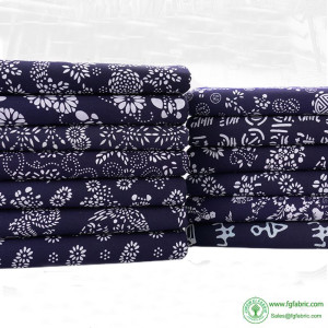 Ethnic Fabric Batik Printed Blue Floral Cloth Vintage For DIY Handmade Sewing Home Decoration Accessories for Furniture Per Half