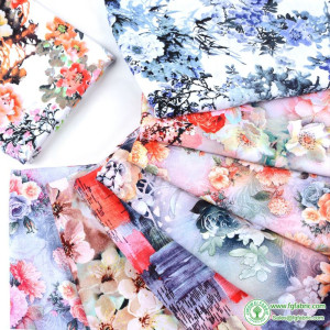 Rayon Fabric Floral Flower Cloth New Digital Printed for Sewing Summer Dress Clothing DIY Handmade by Half Meter