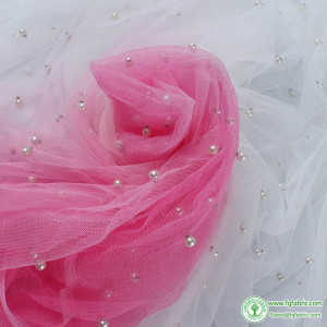 Artificial Pearls Beading Ombre Mesh Net Fabric for Wedding Dress Cloth Soft Tulle Party Decoration 150cm Wide By Yard