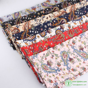 Vintage Paisley Chiffon Fabric for Sewing Clothes Ethnic Summer Dress Bandana Printed Fabric Per Meters