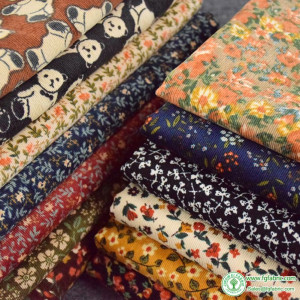 Corduroy Printed Fabric Fresh Floral Flower Stripes Lattice for Sewing Dress Shirt Coat Pants Per Meters