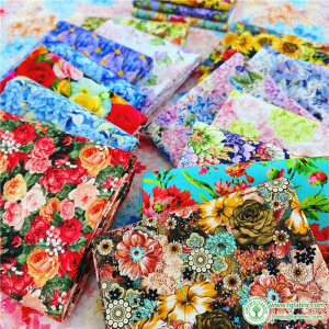 Cotton Fabric European Flower Oil Painting Pastoral for Sewing Clothes Dresses DIY Handmade by half Meter