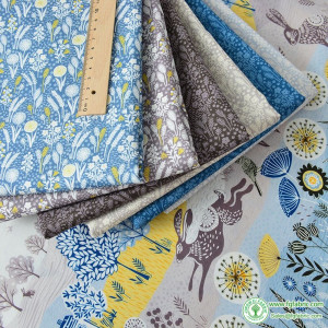 Pure Cotton Fabric Handmade DIY Rabbit Swallow Dandelion Printed Plain Cloth by Half Meter