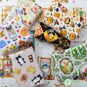 Cats Fabric Cotton Cartoon Pastoral Plaid DIY Handmade Muslin Digital Printing Pets by Half Meter