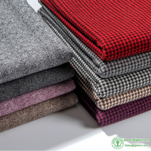 Coat Fabric Thickened Houndstooth Stripes Small Fragrance Woolen Pure Color Autumn and Winter Polyester by Half Meter