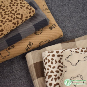 Elastic Corduroy Fabric 8 Plaid Cartoon Bear Cow Pattern for Sewing Autumn and Winter Children Coat and Pant Cloth by Half Meter