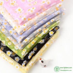 New Small Daisy Mesh Fabric for Soft Printed Clothing Wedding Dress Sewing by Half Meter