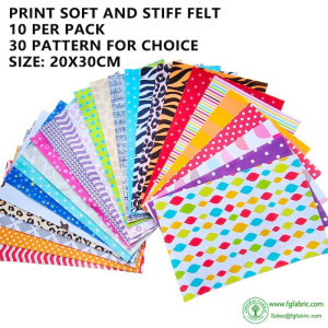 Pattern Felt Sheets, Printed Craft Felt Fabric, 1-1.4MM Thick 20X30CM for Handmade Projects