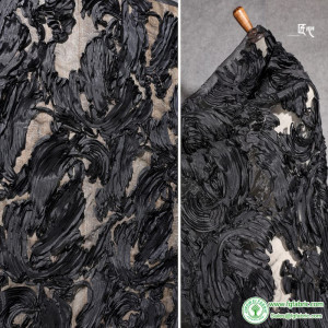 Three-Dimensional Texture/Black Disordered Flower Transformation Organza Gauze Wedding Dress Original Designer Fabric