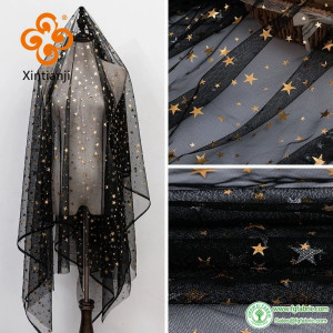 Bronzed Star Soft Mesh Lace Fabric For Girls'  Tulle Dress And Garmant Sewing Decorative Mesh Fabric 45*160cm/Piece TJ0262