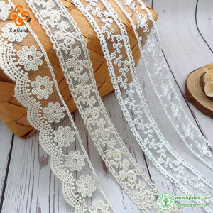 DIY Lace Trimming For Clothes White Beige Vintage Rose Embroidery Mesh Ribbon Doll Dress Skirt Accessories 3 yards