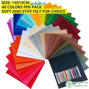 Colored Craft Felt, Felt Fabric Sheets, Soft And Stiff For Choice 15x15cm 40Pcs Pack for Art   DIY Project